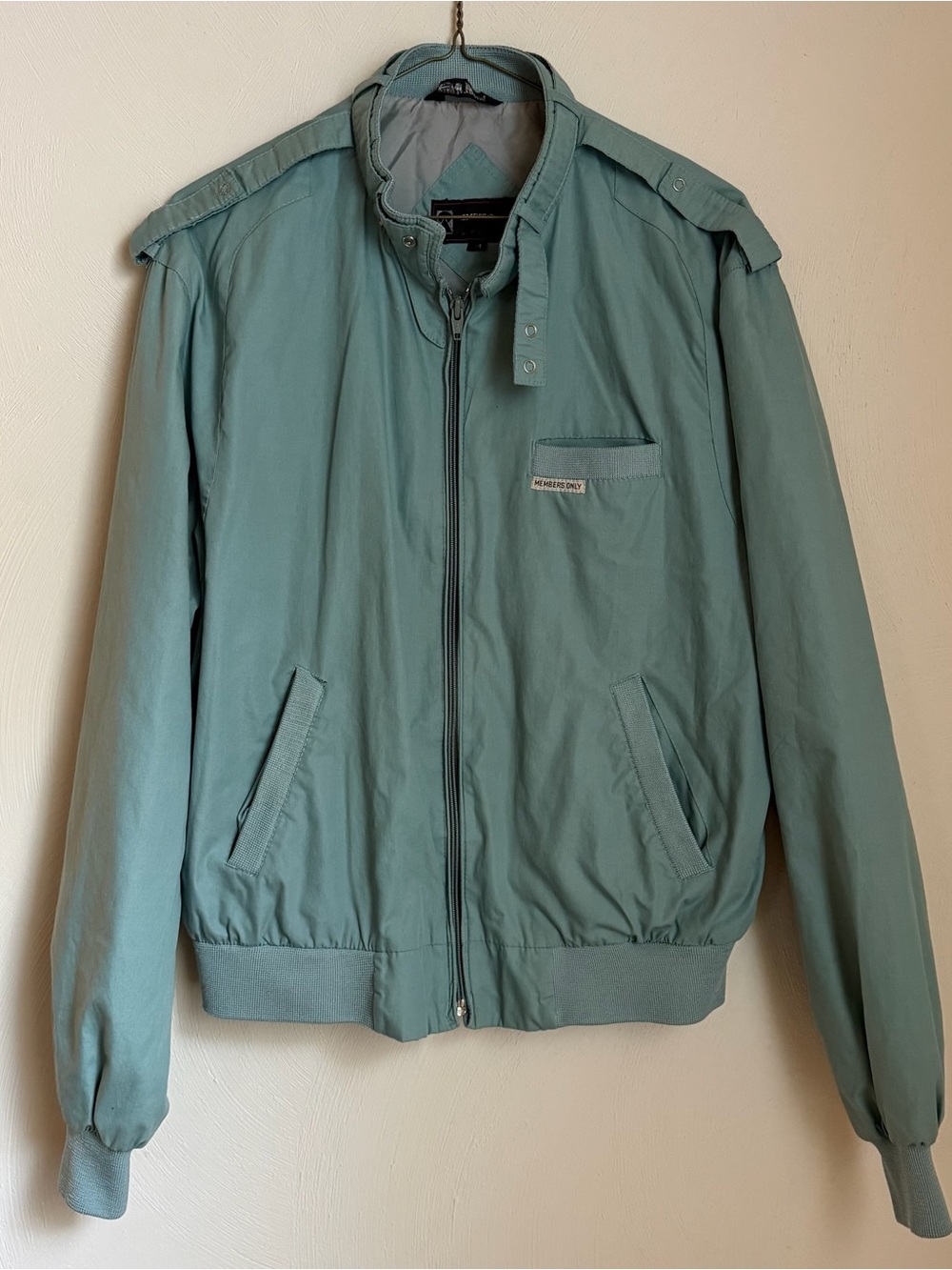 Vintage Members Only Mint Green Bomber Jacket Full Zip Lightweight Retro